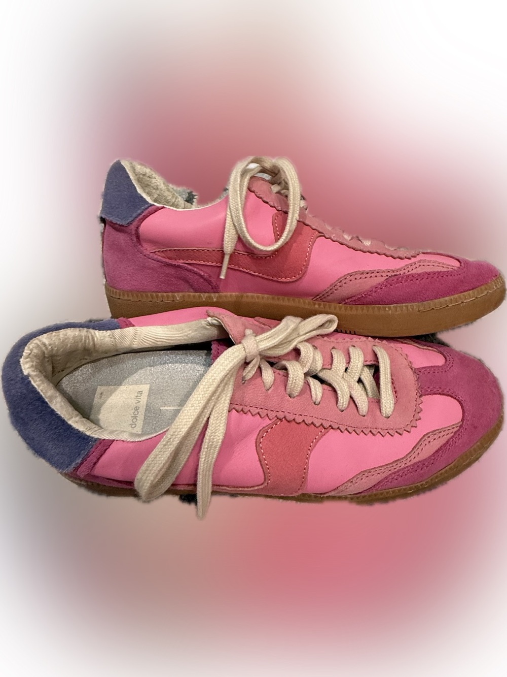 Dolce Vita Two-Tone Pink Suede & Leather Sneakers Size 8